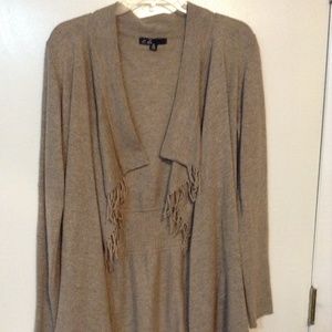 C.LUCE  HEATHER BROWN SWEATER W/ FRINGED FRONT